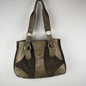Jacqueline Jarrot Womens Vintage Brown Suede Leather Shoulder Bag Purse